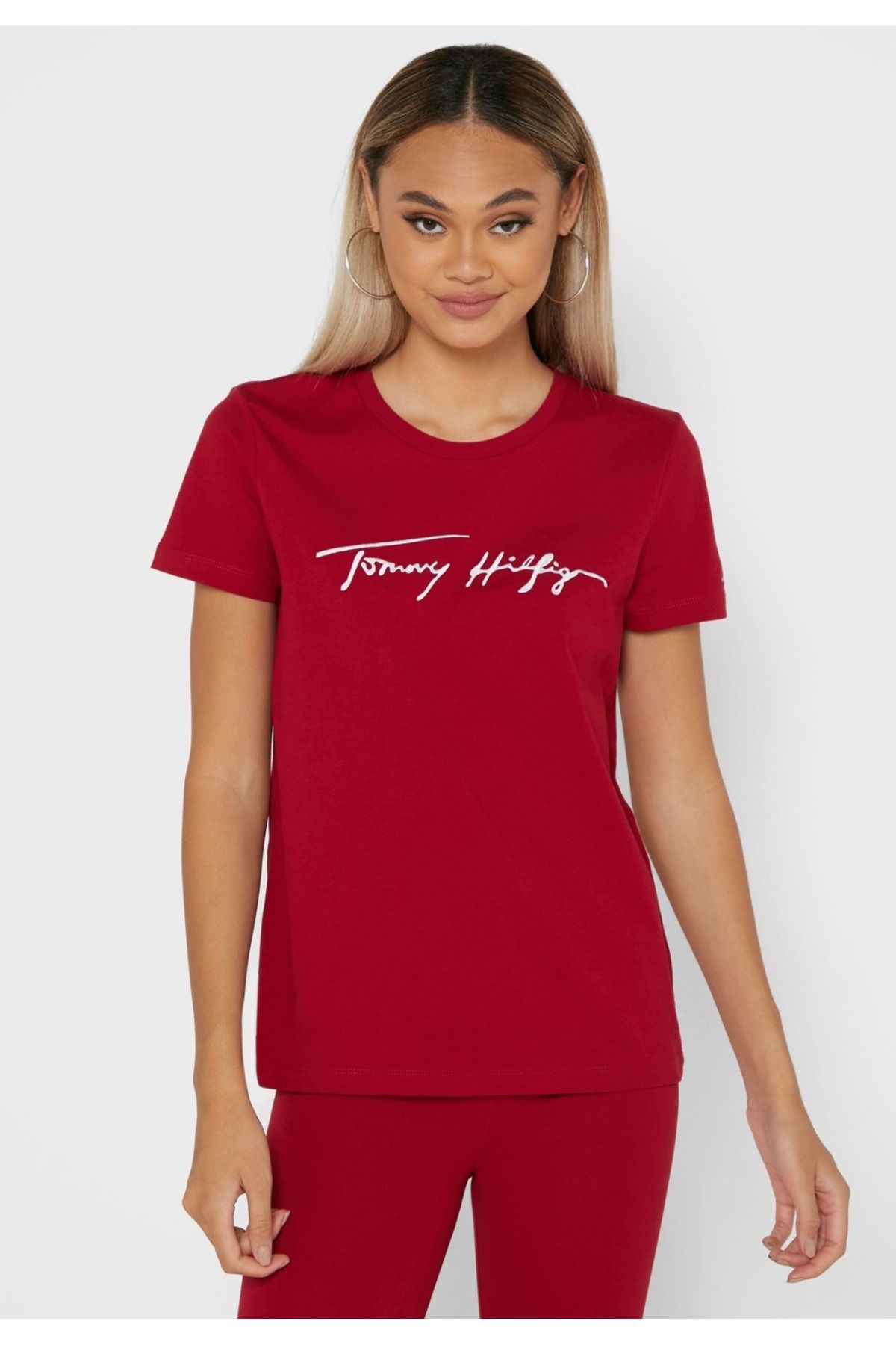 Tommy Hilfiger Signature Logo Women Tshirt - Trendyol