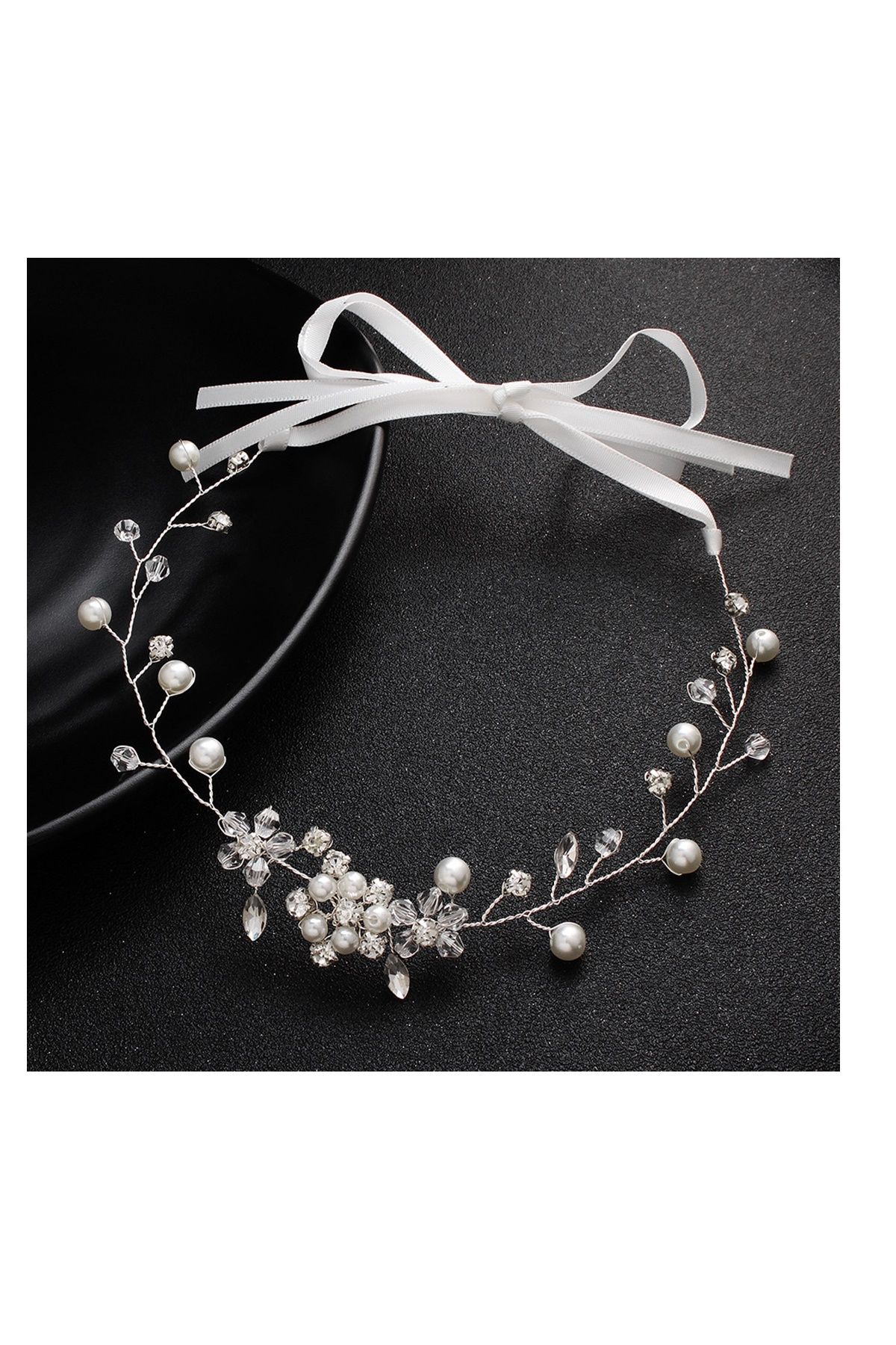 BBA TULLE STORE Hairband Silver colored Evening Daily