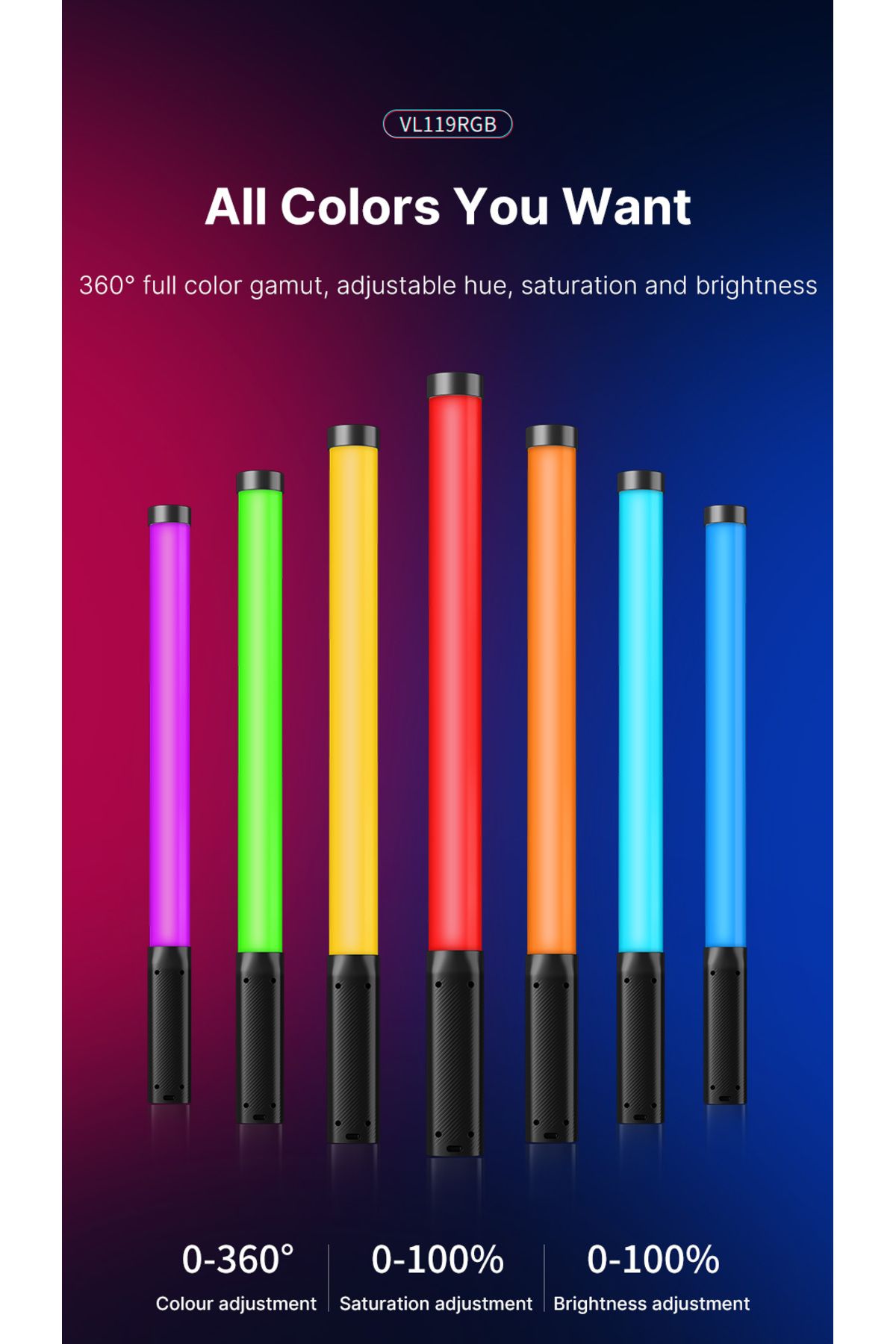 1 چراغ عکاسی قابل شارژ RGB نورپردازی LED فیلمبرداری زنده نور 2+1 متری با سه پایه