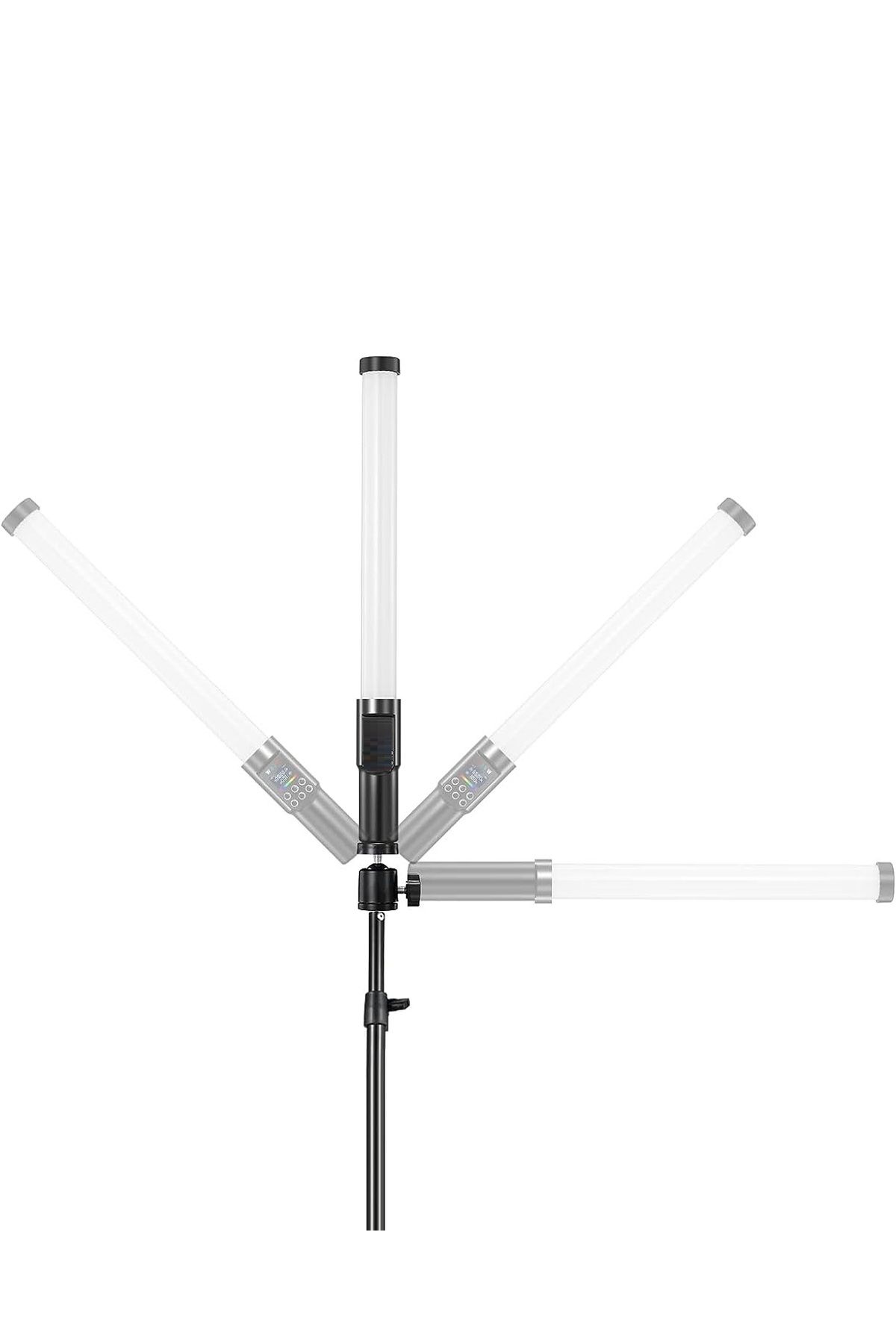 1 چراغ عکاسی قابل شارژ RGB نورپردازی LED فیلمبرداری زنده نور 2+1 متری با سه پایه