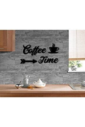 Home Coffee Time Tasarımlı Ahşap Duvar Yazısı