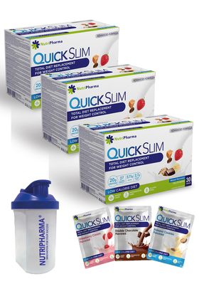 Qıuick Slim Yüksek Proteinli Öğün Tozu, 90 Porsiyon, Shaker Hediye