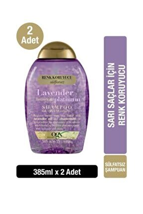 Sarı Saçlar için Renk Koruyucu Lavender Platinum Sülfatsız Şampuan 385 ml x2