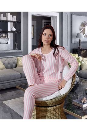 Kadın %100 Pamuk Desenli Pijama Takımı