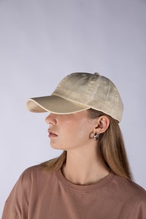 Unisex Bej İpek Keten Görünümlü Zarif Arkadan Ayarlanabilir Kep Şapka Pamuklu İç Astar Bethnal