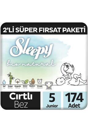 Bio Natural 2'Li Süper Fırsat Paketi Bebek Bezi 5 Numara Junior 174 Adet