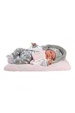 L Gri Pijamalı Yeni Doğan Bebek 42 Cm