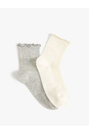2'li Soket Çorap Seti Fırfır Detaylı Çok Renkli