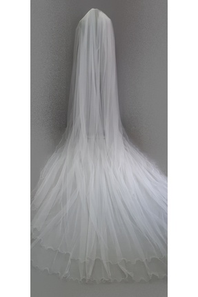 Suzanna Moda Kırık Beyaz Uzun 3 Buçuk mt Boy Taraklı Kabarık Çift Katlı Hayal Tül Gelin Duvağı