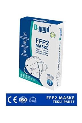 Ffp2 Tekli Paketlenmiş Beyaz Koruyucu Maske 10'lu