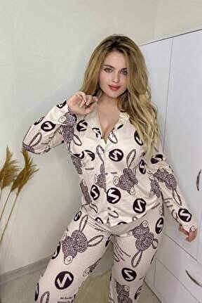 Tavşan Desenli Penye Pijama Takımı 5955