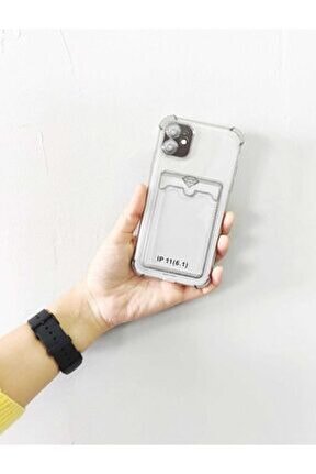 Iphone 11 Şeffaf Kartlıklı Köşe Korumalı Silikon Kılıf
