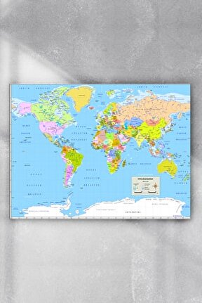 Dünya Haritası Eğitim Posteri 2 (90x130cm)