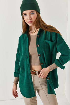 Kadın Z&uuml;mr&uuml;t Oversize Kaşe Cepli G&ouml;mlek ARM-22Y001156