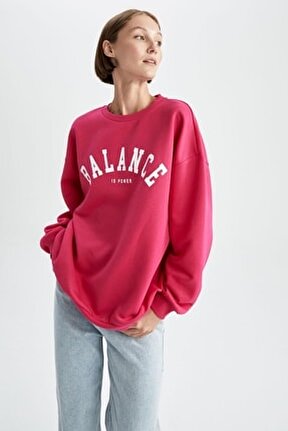 Oversize Fit Bisiklet Yaka Sweatshirt