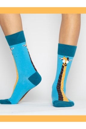 Ithal Özel Seri Unisex Renkli Soket Funny Zürafa Çorap