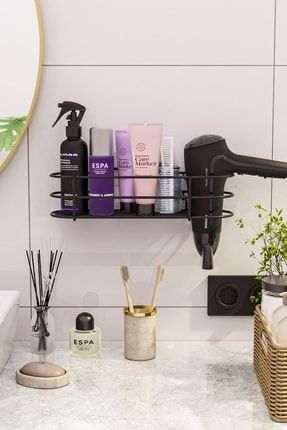 Banyo Aksesuarları Banyo Düzenleyici Yapışkanlı Saç Kurutma Makinesi Fön Makinesi Organizer Raf