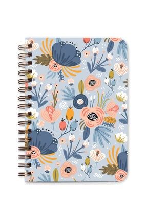 Mavi Çiçekli Ajanda Süresiz Planlayıcı Defter