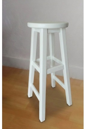 70 cm, Beyaz iskelet ve Beyaz tabla ahşap tabure