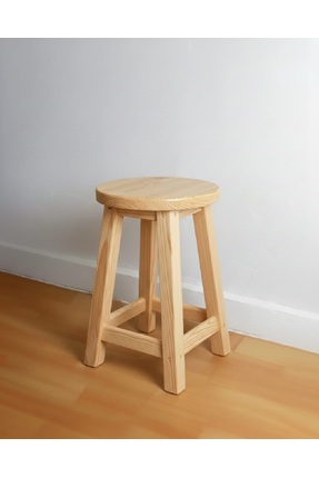 40 cm, Doğal Ahşap iskelet ve Doğal Ahşap tabla ahşap tabure