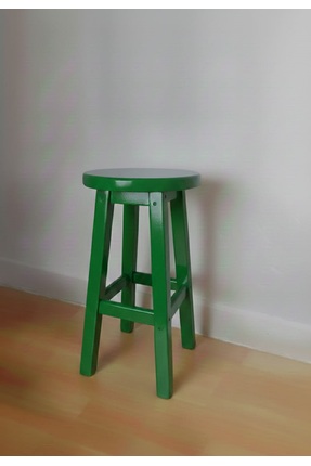 55 cm, Yeşil iskelet ve Yeşil tabla ahşap tabure
