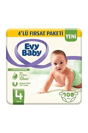 Bebek Bezi 4 Beden Maxi 4'lü Fırsat Paketi 108 Adet (YENİ)