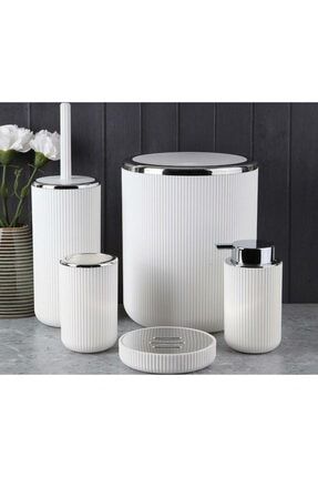 Lısbone Sılver 5 Parça Banyo Takımı Krem 13166