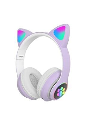 Katlanabilir Işıklı Kablosuz Kedi Kulaklık Bluetooth 5.0