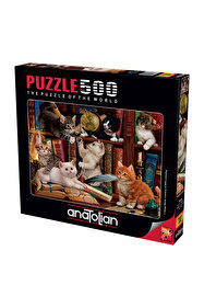 Catloveページ Anatolian Puzzle 500 Parça Yapboz Puzzle - Kediler ve Kitaplar
