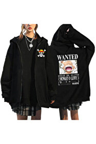 MECH BUTİK Kuromi Cheeky Baskılı Siyah Fermuarlı Oversize Hırka