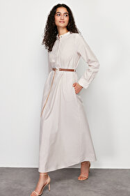 piennar modest evening dress product info and reviews PENNAR Icon Evening Dress with Tulle Detail on the Shoulders and Waist- Trendyol