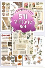 LiyaCraft Vintage Sticker Süper Set 5'Li Paket - Fiyatı, Yorumları