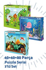 Bonkido 3 'lü Puzzle Set - 60, 60 Ve 80 Parça Puzzle 4+yaş - Fiyatı