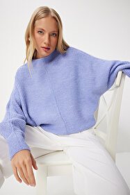 Happiness İstanbul Kadın Lila Yarasa Kol Triko Bluz KL00010