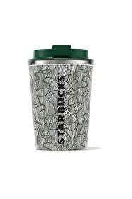 Starbucks ® Green and White Patterned Steel Thermos Cup 355 Ml