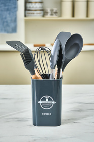 Karaca Zoey 7 Parça Kayın Ağacı Saplı Silikon Başlıklı Standlı