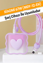 WANNA PROTECT Xiaomi 67W Uyumlu Lila Şeffaf Şarj Başlığı Adaptörü