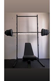 muscle monsters Barfiks Bench Squat Rack Standı, Ara Destekli