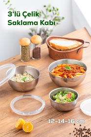 Taç TrioBox Çelik Saklama Kabı Seti (14-16-18 Cm) 6 Parça - Fiyatı