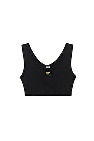 Prada Siyah Jarse Askılı Kadın Crop T-shirt - Fiyatı, Yorumları