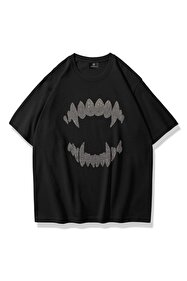 Sekizbiraltı Cactus Jack Baskılı Yıkamalı Siyah Unisex Oversize