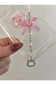bohemian takı tasarim Pembe Taşlı Fiyonklu Hello Kitty Telefon