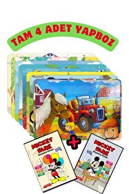 Genel Markalar Çocuklar İçin Renkli 4'lü Yapboz Puzzle Seti