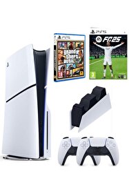 Sony Playstation 5 Slim +2.kol Dualsense +Şarj istasyonu +PS5 FC26