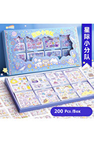 Hobidehobi Sticker Kawaii Hediye Kutusu 200 Yaprak-Mavi(Yıldız