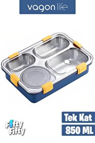 Vagonlife Büyük Ebat 850 ML (Paslanmaz Çelik Tek Kat Dört Bölmeli