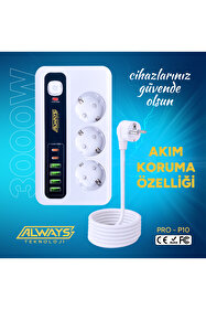 ulu free 4本セット ALWAYS TEKNOLOJİ Akım Korumalı 4 USB'li ve 3 TYPE-C li 3'lü Grup