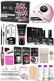 【yukko 】 Gel & Cream & Oil Mist セット MOZIUR Protez Tırnak & Kalıcı Oje & Nail Art Seti (POLY JEL