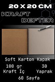 Pink Swan Craft Kraft Kapak Defter 20x20 cm – 30 Yaprak 60 Sayfa