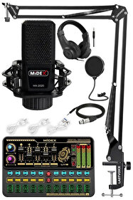 Midex Mx-2020 Platinium Set Efektli Ses Kartı Mikrofon Stand Kayıt